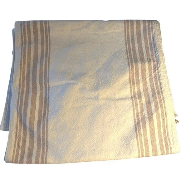 Pottery Barn French Stripe Cotton/Linen Table Runner, 18 x 108 Beige Tan Cottage - Picture 2 of 9